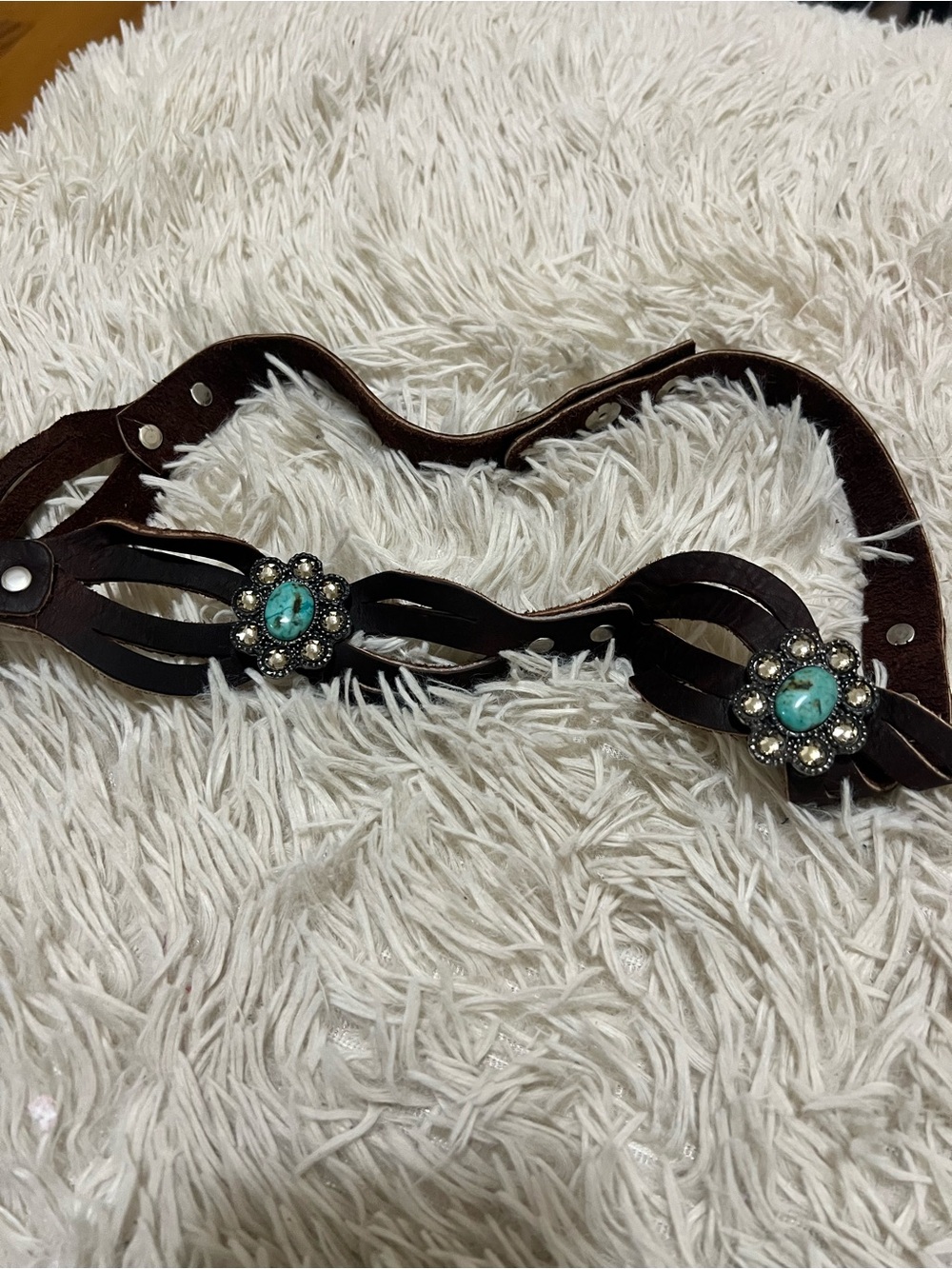 Turquoise Concho Brown  Waist Belt - Women Accessories